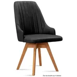 58 aufm Kessel Esszimmerstuhl Küchenstuhl drehbar (2er-Set) Dotti 52x91x60 Eiche geölt/Natur (Lieferung bis Verwendungsstelle, 6 St), Stabiles Gestell aus Massivholz pflegeleichter Bezug aus Microfaser grau