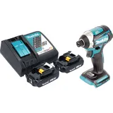 Makita DTD 154 RA Akku Schlagschrauber 18 V 175 Nm 1/4" Brushless + 2x Akku 2,0 Ah + Ladegerät