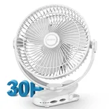 bivbtp USB Tischventilator 20 cm Clip-On Weiß