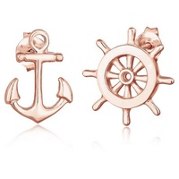 Elli Paar Ohrstecker »Anker Steuerrad Maritim Sailor Filigran 925 Silber«, 89069351-0 Rosegold ohne Stein