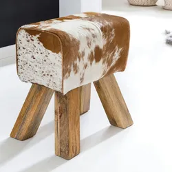 FineBuy Design Sitzhocker Springbock Fußhocker Turnhocker Turnbock Pferd Leder Jeans