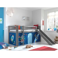 Vipack Spielbett Pino inkl. Rutsche mit Textilset Vorhang versch. Designs