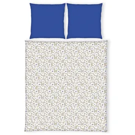 Tom Tailor Wendebettwäsche FRESH FLOWERS Blau/Beige 200 x 220 cm + 2 x 80 x 80 cm