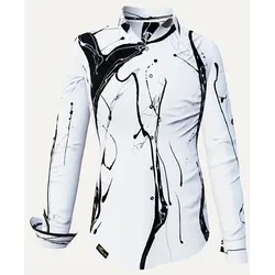 WHITE SWAN - Weiße Bluse mit schwarzer Zeichnung - GERMENS