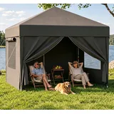 GUNJI Pavillon 3x3/3x6 m Gartenpavillon mit 4 seitenteilen Pop Up Pavillon UV-Schutz, (Schneller Aufbau, Abnehmbare Wände + Insektenschutz, 4 Sandsäcke dabei, Für Camping & Picknick geeignet) 300 cm