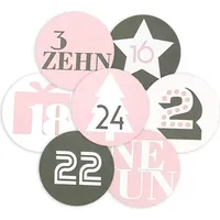 Frau Wundervoll 24 Aufkleber, für 1 Kalender, rosa-grau, Durchmesser 4 cm