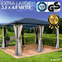 Brast Alu Pavillon PREMIUM 3,6 x 4,8 m inkl. 4 Seitenteile Beige