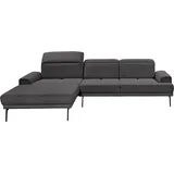 Musterring Ecksofa MUSTERRING "MR 4580", grau (anthrazit), B:288cm H:79cm T:220cm, 100% Polyester, Sofas, Ecksofa, mit Kopf- und Sitztiefenverstellung, Metallfuß chrom, 288 x 193/220cm