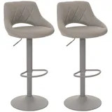 Mendler 2er-Set Barhocker HWC-N64, Barstuhl Tresenhocker, Fußablage drehbar, Kunstleder Metall ~ grau