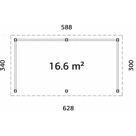Palmako Pavillon Lenna 5,88 x 3,00 m weiß lackiert inkl. Seitenwand und Regenrinne