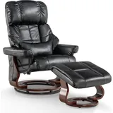 MCombo Relaxsessel Fernsehsessel 360° drehbar Massagesessel mit Fußhocker 9068 - Schwarz
