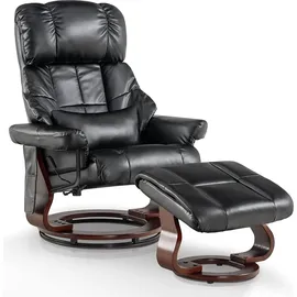 MCombo Relaxsessel Fernsehsessel 360° drehbar Massagesessel mit Fußhocker 9068 - Schwarz