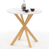 IDMarket - Runder Esstisch Gisele 4 Personen Spinnenbein aus Holz und weiße Tischplatte 80 cm