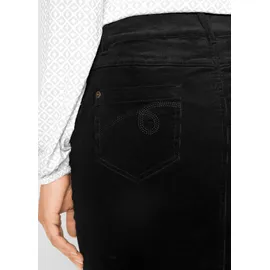 bonprix Cordrock BONPRIX "Stretch-Cordrock", Damen, Gr. 42, schwarz, Cord, Obermaterial: 98% Baumwolle, 2% Elasthan, unifarben, gerade ca. Mitte Oberschenkel, Röcke, aus Baumwolle, kurz bis Mitte Oberschenkel, gerade Passform