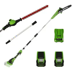Greeworks GD40PSHK2X - Elektro-Hecken- Baumschere auf Verlängerungsschaft - 2 x 2Ah 40V