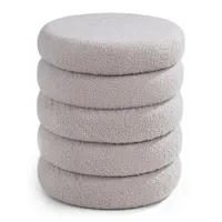 Home4You Hocker Teddystoff Ø 40 x 46 cm Hellgrau