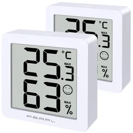 Pearl 2er-Set Kompakte Thermo- & Hygrometer, Komfort- & Min./ Max.-Anzeige