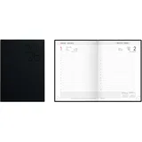 IDENA 12036 - Buchkalender DIN A5 2026, 1 Tag auf 1 Seite, Terminplaner mit wattiertem Hardcover-Einband in Grau