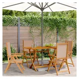 vidaXL Gartenstühle Verstellbar 4 Stk. Taupe Stoff und Massivholz