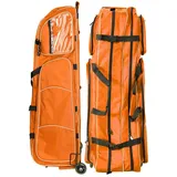 LXRHLIKG Fechtdeichselradtasche, Fechtsack mit Mehreren Taschen Und Rollen, wasserdichte Schwerttaschen aus 1680D Oxford-Stoff, Tragbare Fecht-trainingsausrüstung(Orange)