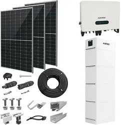 PV-Komplettanlage 10 kWp mit AXITEC Wechselrichter 10 kW + Stromspeicher 13,5 kWh, 24 Solarmodulen silver frame & Montagesystem Aufdach (* 0% MwSt. gem. §12 Abs. 3 UstG)