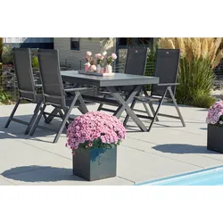 HARTMAN Xanadu / Aruba Garten-Essgruppe, xerix, Alu/Textilene/Glaskeramik, 4 Klappstühle, 160/220x100cm