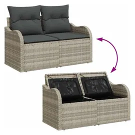 vidaXL Garten-Sofa-Set 7-tlg. hellgrau Polyrattan
