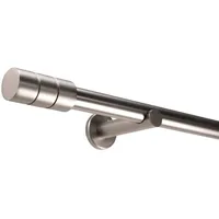 deco-raum Gardinenstange nach Maß 1-Lauf Zylinder Ø 25mm edelstahl-optik 220cm
