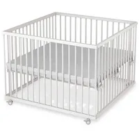 Sämann Babybett Laufgitter 100x100 cm Matratze Basic weiß Premium Kollektion Laufstall, stufenlos höhenverstellbar weiß