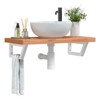 VidaXL Waschbeckenregal Wandmontage Stahl und Massivholz Buche