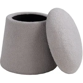 Home4You Hocker Teddystoff Ø 44 x 46 cm Hellgrau