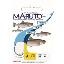 Maruto Forellenhaken gebunden blau, Angelhaken mit Vorfachlänge 50 cm