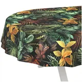 ANRO Tischdecke Tropika abwaschbar Wachstuch pflegeleicht wasserabweisend (Einzelstück 1-tlg), Schmutzabweisend Blätter Braun Oval 240x140cm Gartentischdecke braun Oval | 140 cm x 240 cm