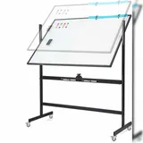 Costway Doppelseitiges mobiles Whiteboard 120 x 90 cm Schwarz