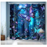 JINGYOU Duschvorhang 200 x 200 cm blau
