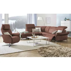 HIMOLLA Fernsehsessel 7051 Leder 74 x 113 x 86 cm Rot mit Kopfteil