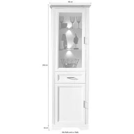 Innostyle Stauraumvitrine "Jasmin", weiß (piniefarbe, weiß, eichefarben), B:66cm H:204cm T:42cm, Glas, Holzwerkstoff, MDF, Schränke, inklusive Beleuchtung, Türen links/rechts verwendbar