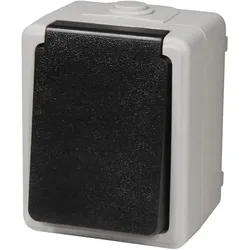 Feuchtraum Steckdose ''Taff'' 250V~/16A IP44 Aufputz grau mit Klappdeckel