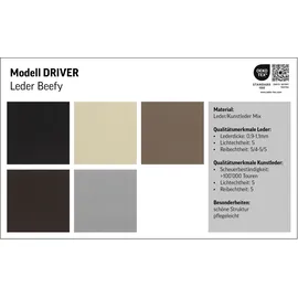 Cotta Ecksofa "Driver L-Form", weiß (altweiß), B:268cm H:73cm T:169cm, LEDER BEEFY (ein abgedecktes Spalt-Rindsleder) im Sitz und Rücken (Korpus in Kunstleder);Luxus-Kunstleder;Kunstleder SOFTLUX;NaturLEDER (echtes Rindsleder), Rückseite mit schwarzem