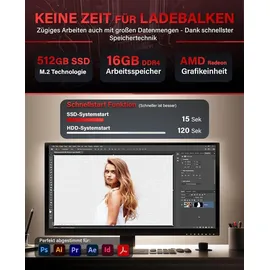 Greed Greed® Nano Plus - High End Mini PC mit AMD Ryzen 5 4600G - Silent Computer + Micro Desktop Rechner für Büro & Office mit 4,2 GHZ - 16GB DDR4 RAM - 512GB SSD - USB 3.2 - WLAN + Win 11 Pro