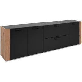 CaliCosy Cento Lowboard 198x61x34,5 cm Anthrazit/Eiche Kunststoff