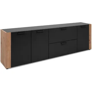 CaliCosy Cento Lowboard 198x61x34,5 cm Anthrazit/Eiche Kunststoff