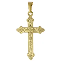 trendor Kreuzanhänger Kreuz- Gold 585 (14 Karat) 32 x 16 mm goldfarben