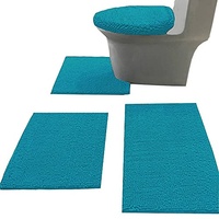 Madeals 4-teiliges Badezimmerteppich-Set mit WC-Deckelbezug und Vorleger-Set, weicher Shaggy-Badteppich-Set, 3-teiliges und U-förmiger WC-Vorleger, blaugrün