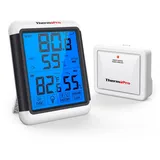 ThermoPro TP65 Funk Thermo-Hygrometer Digitales Thermometer Hygrometer Klima-Monitor Funkwetterstation mit Funk-Außensensor, Reichweite max bis zu 150m