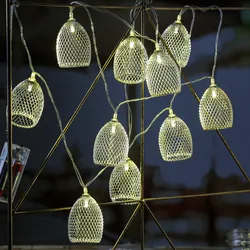 LED Lichterkette GLAMOUR - 10 silberne Lampenschirmchen - L: 1,8m - Batteriebetr...