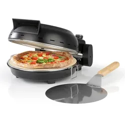Rachs KOCHWERK Pizza Maker mit Temperatureinstellung 1800W schwarz inkl. herausnehmbarem Pizzastein & Pizza-Heber