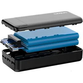 DUDAO powerbank with 3 built-in cables 20000mAh USB Type C + micro USB + Lightning black ( K6Pro +) Powerbank (Akku) - schwarz