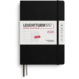 Leuchtturm1917 Wochenkalender & Notizbuch Dotted Medium A5 Schwarz 2026