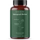 Nullure Detox Kur Komplex I Mariendistel Kapseln | Natürliche Leber Entgiften | Leberkur | Antioxidantien Mariendistel + Löwenzahn + Kurkuma + Ingwer + Kulturen Komplex I Vegan I - 120 Kaps (2 Monate)